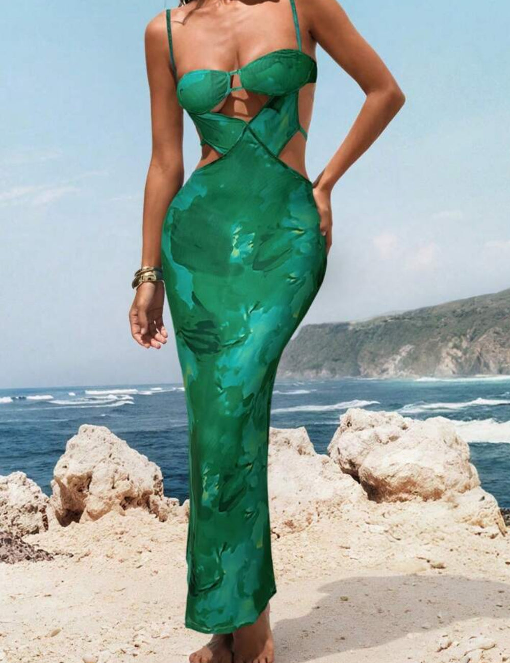 Shein maxi ruha, zöld