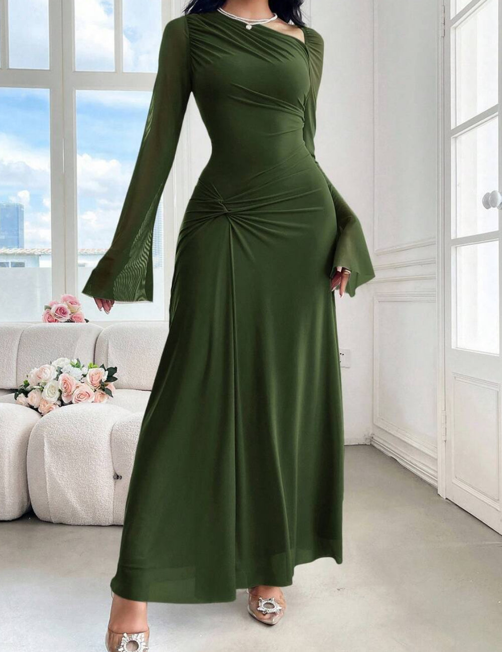 Shein maxi ruha, zöld