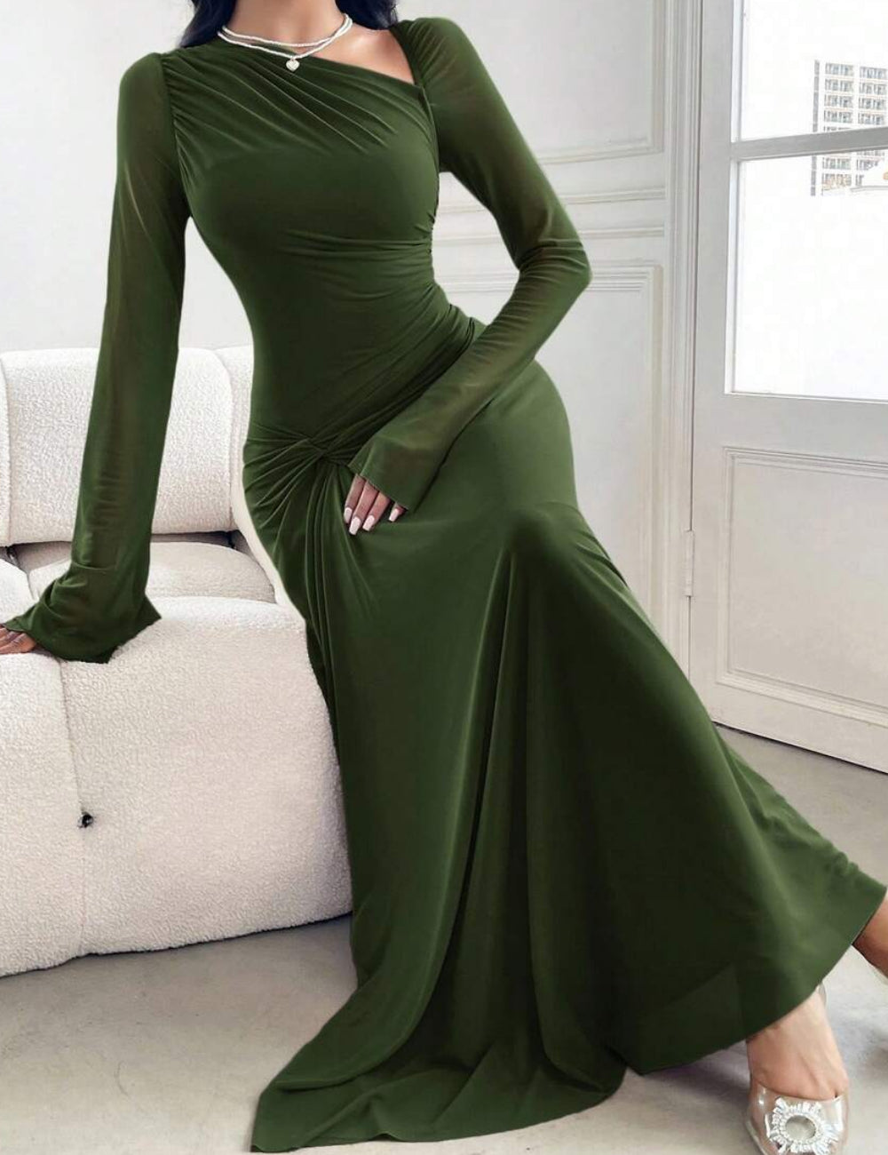 Shein maxi ruha, zöld