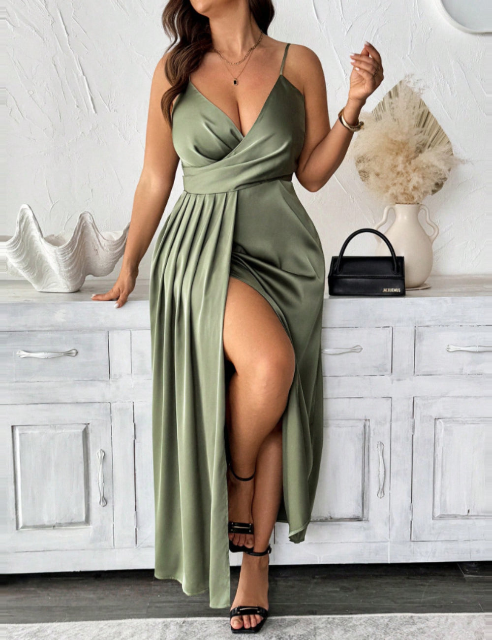 Rochie maxi Shein Curve+, verde