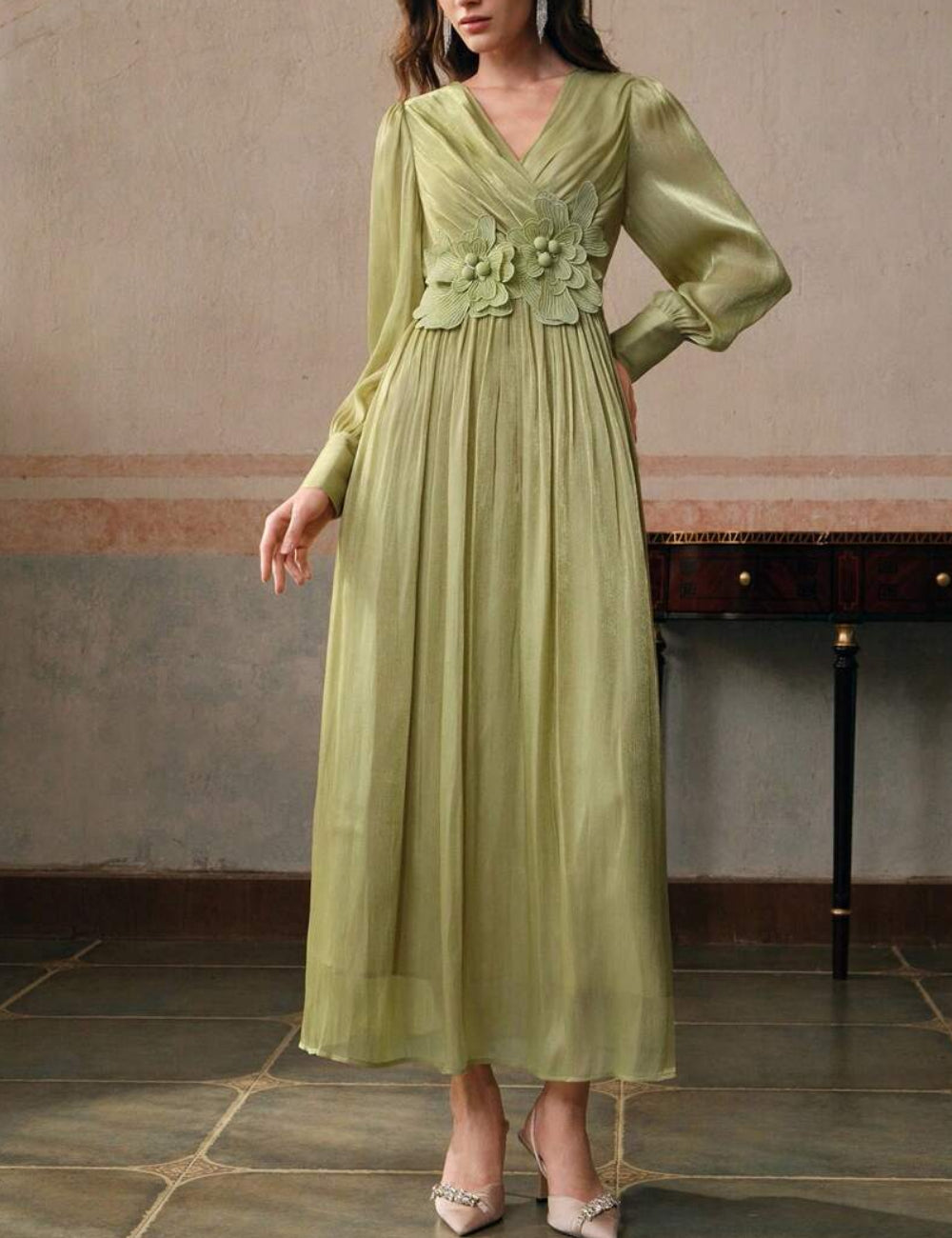 Shein Anewsta maxi ruha, zöld