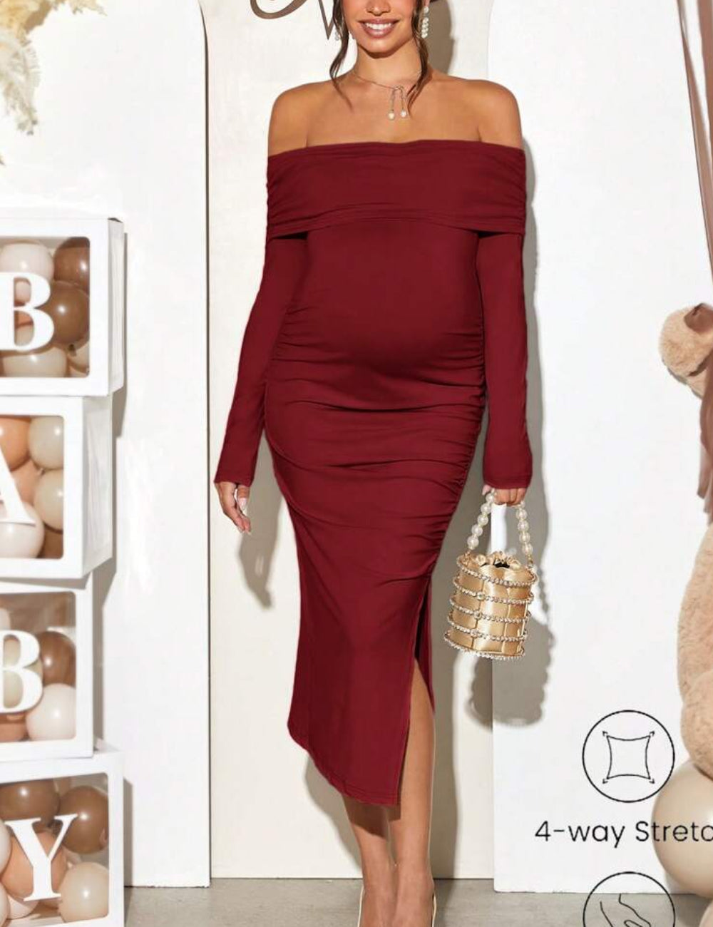Shein bordó maxi ruha