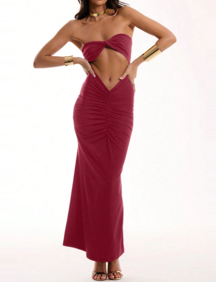 Shein MUSERA maxi ruha, bordó