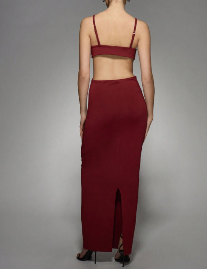 Shein Missguided maxi ruha, burgundi