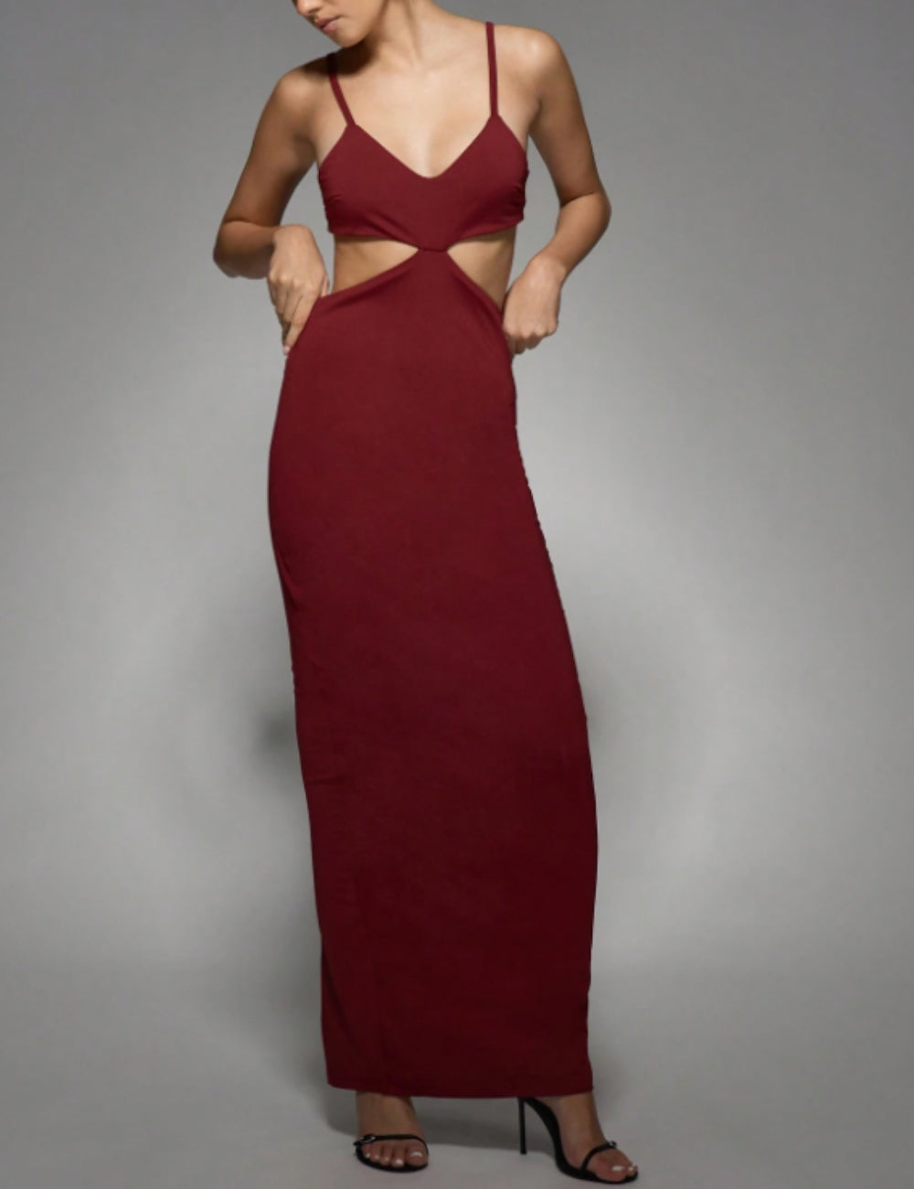 Shein Missguided maxi ruha, burgundi