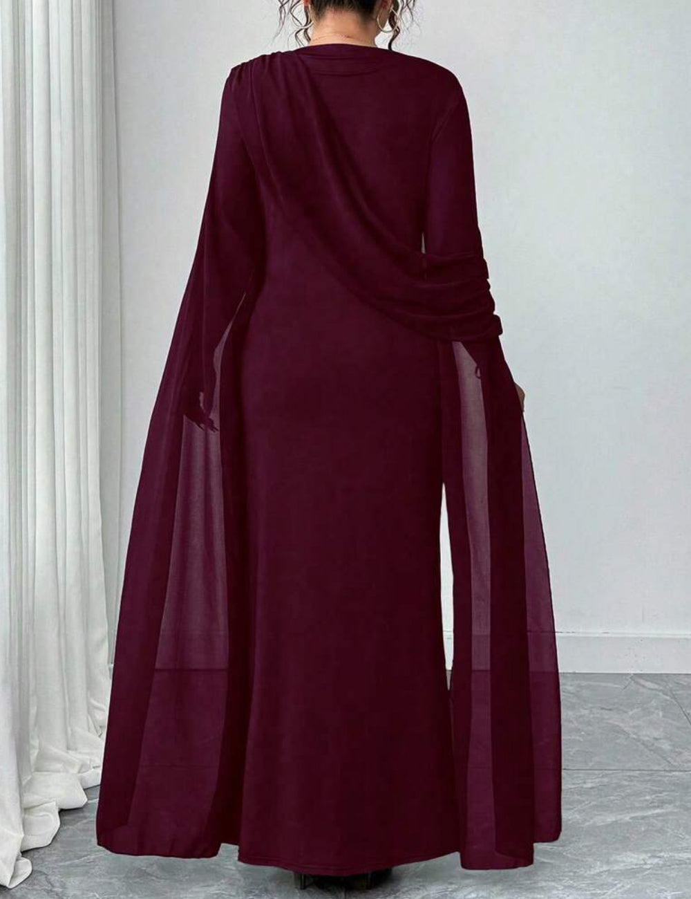 Shein Curve+ maxi ruha, bordó