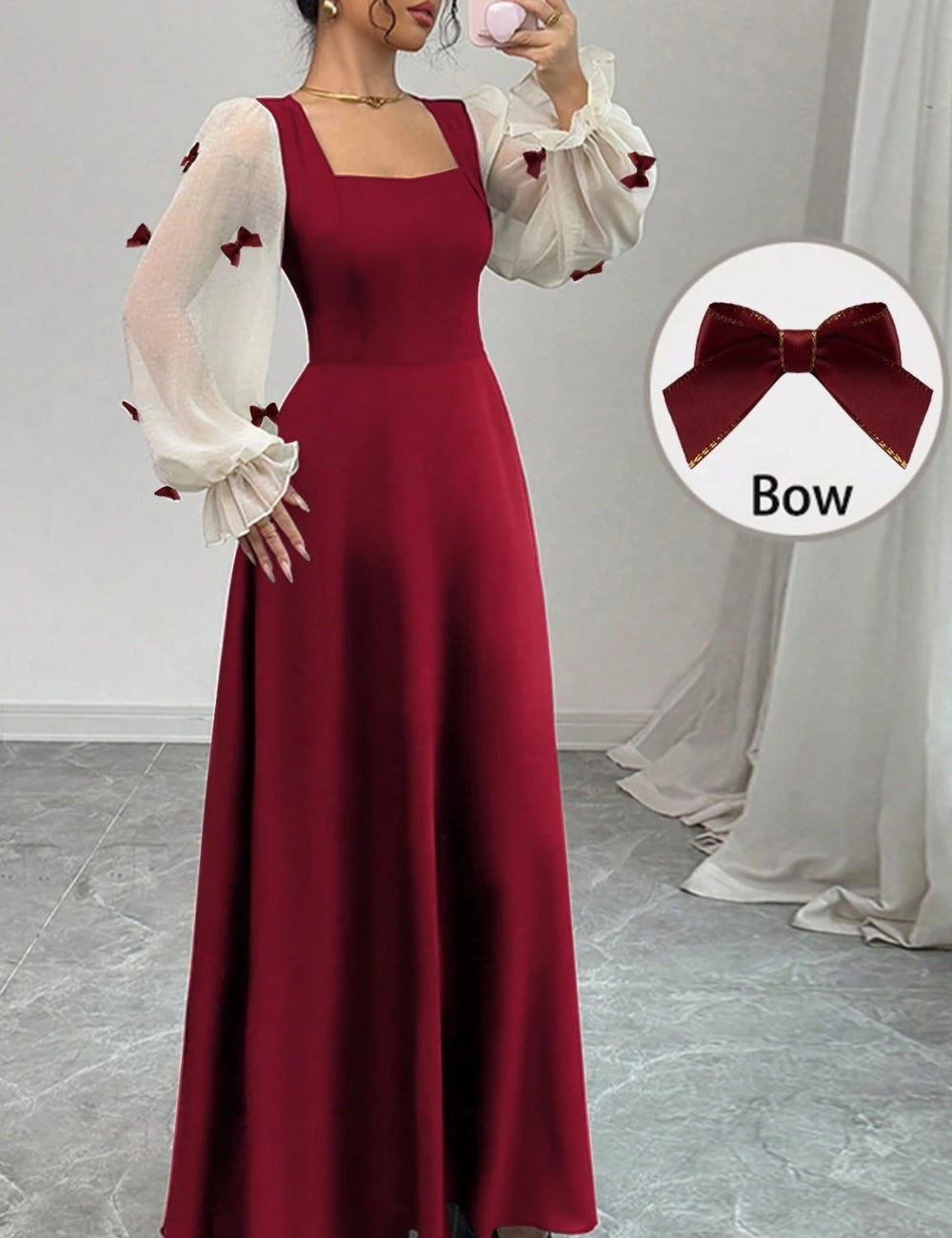 Shein maxi ruha, bordó