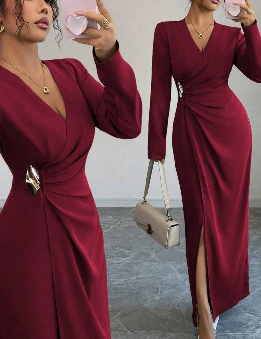 Shein maxi ruha, bordó