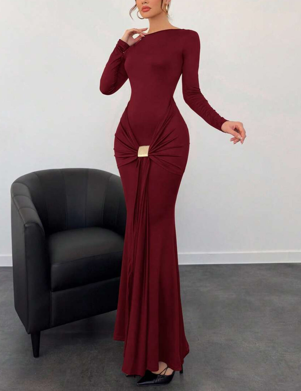 Shein maxi ruha, bordó