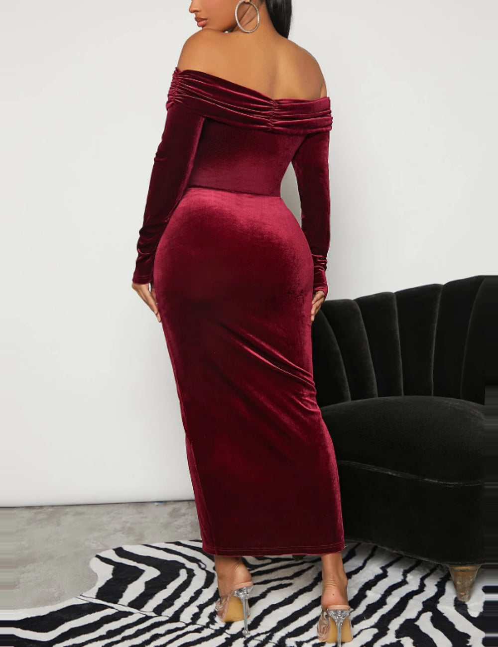 Shein maxi ruha, bordó