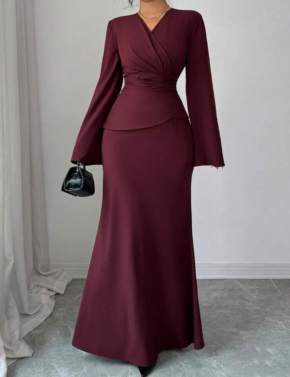 Shein maxi ruha, burgundi