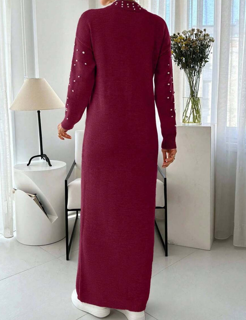 Shein bordó maxi ruha
