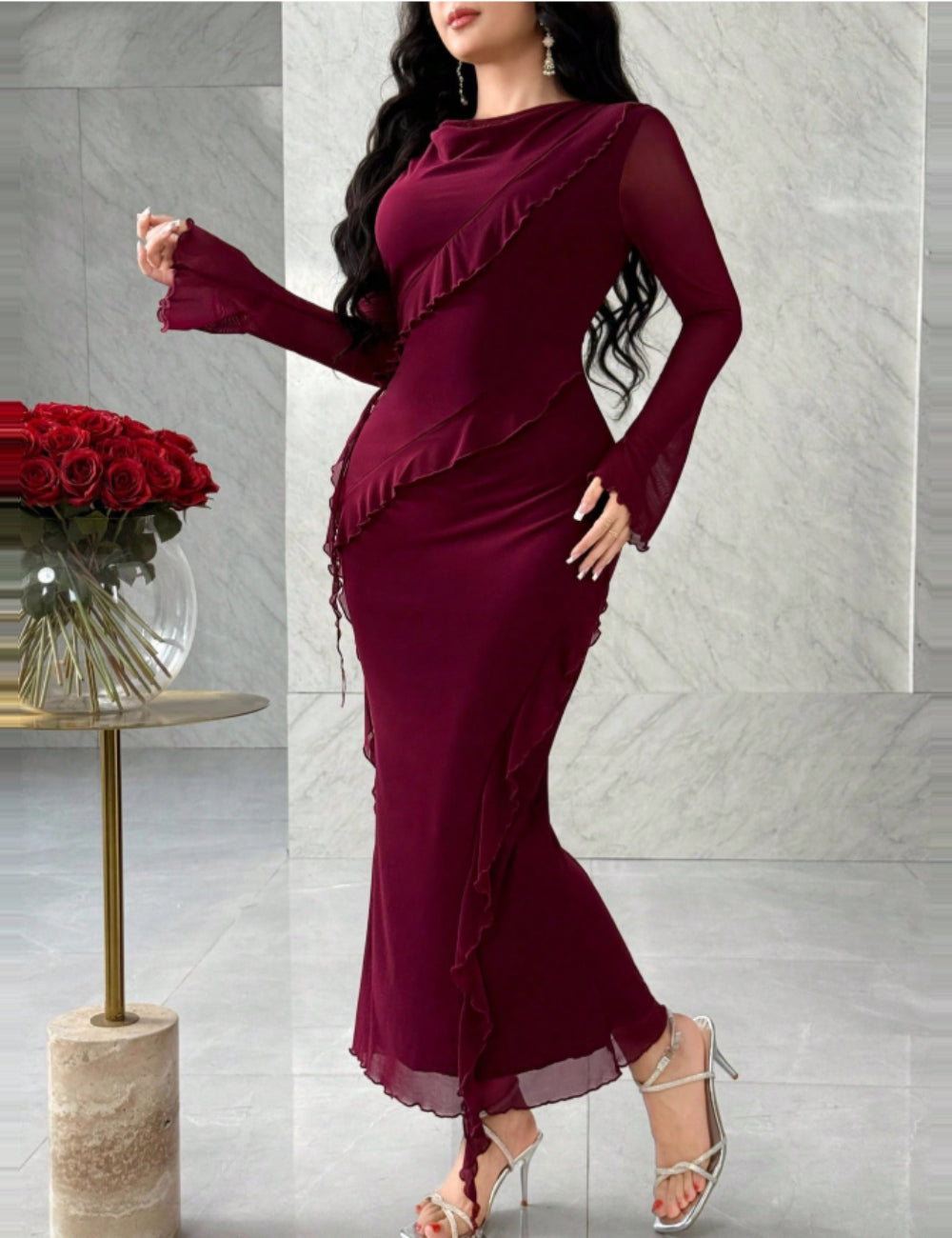 Rochie maxi Shein, vișiniu