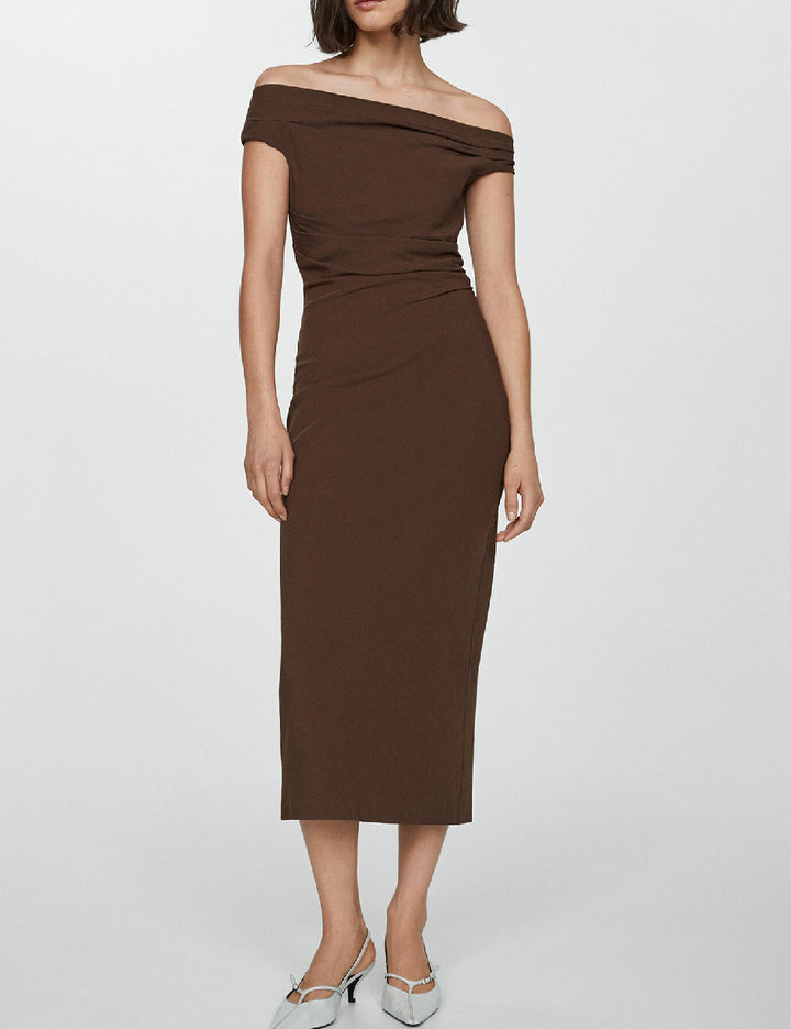 Rochie midi MANGO, maro