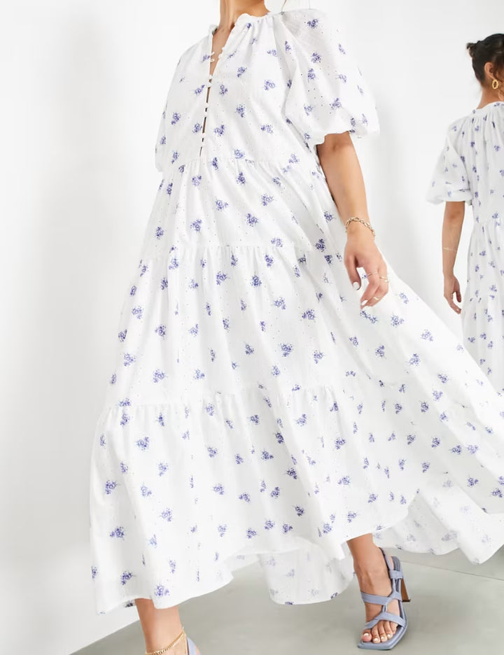 Rochie midi ASOS, alb