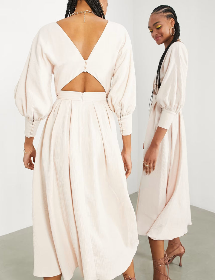 ASOS midi ruha, bézs