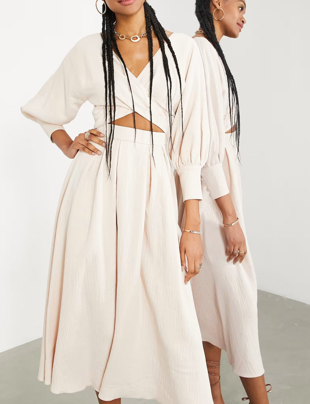 ASOS midi ruha, bézs
