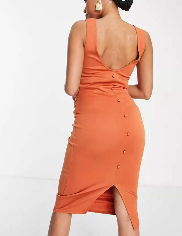 ASOS midi ruha, téglavörös