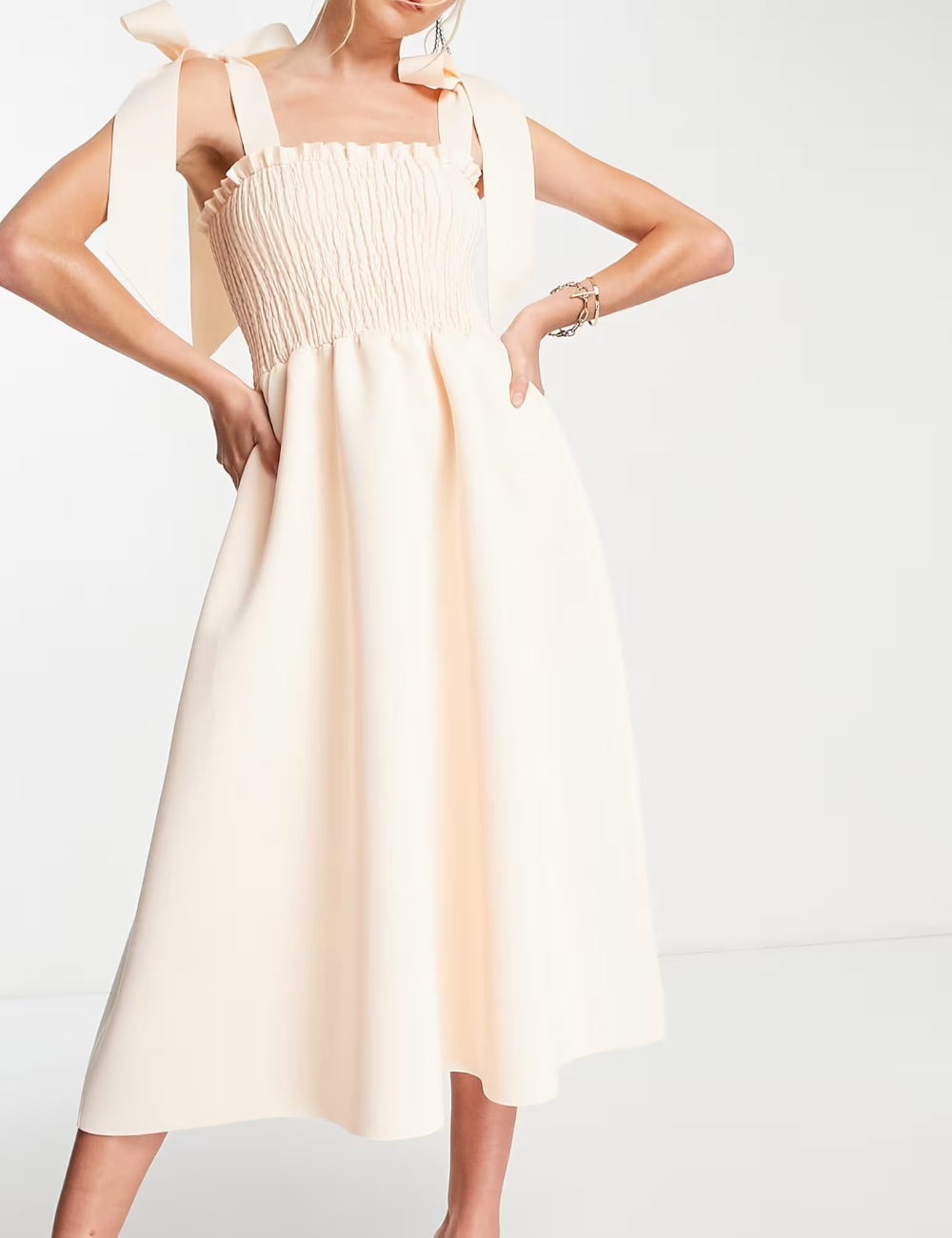 ASOS midi ruha, krém