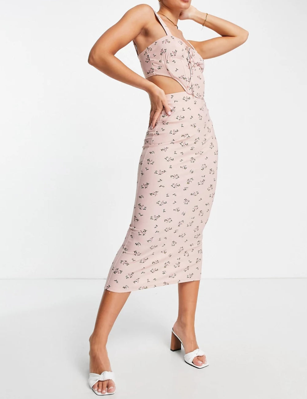 ASOS midi ruha, rózsaszín