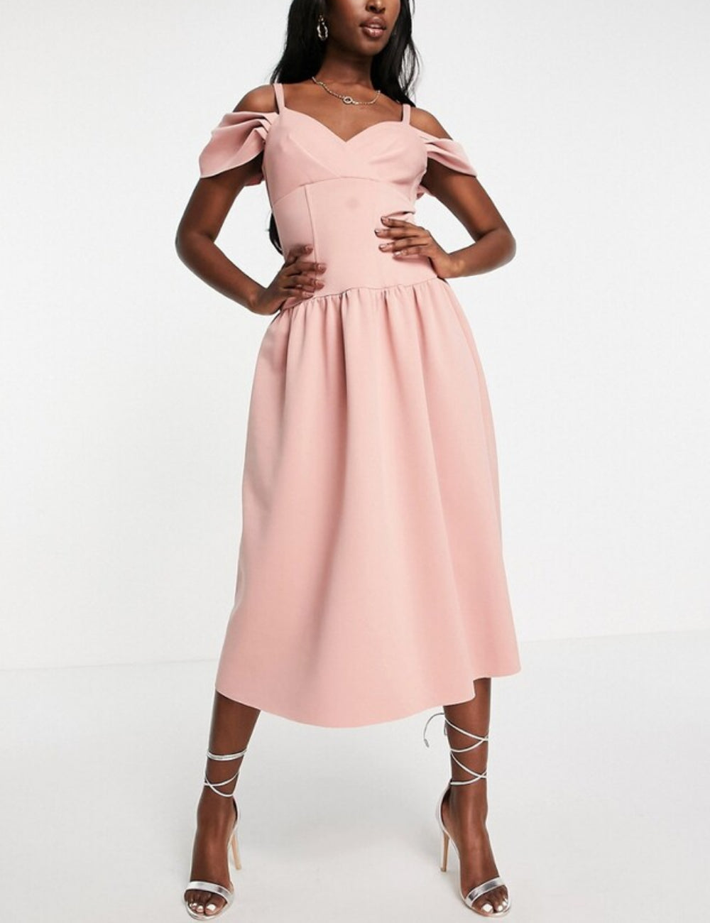 ASOS midi ruha, rózsaszín