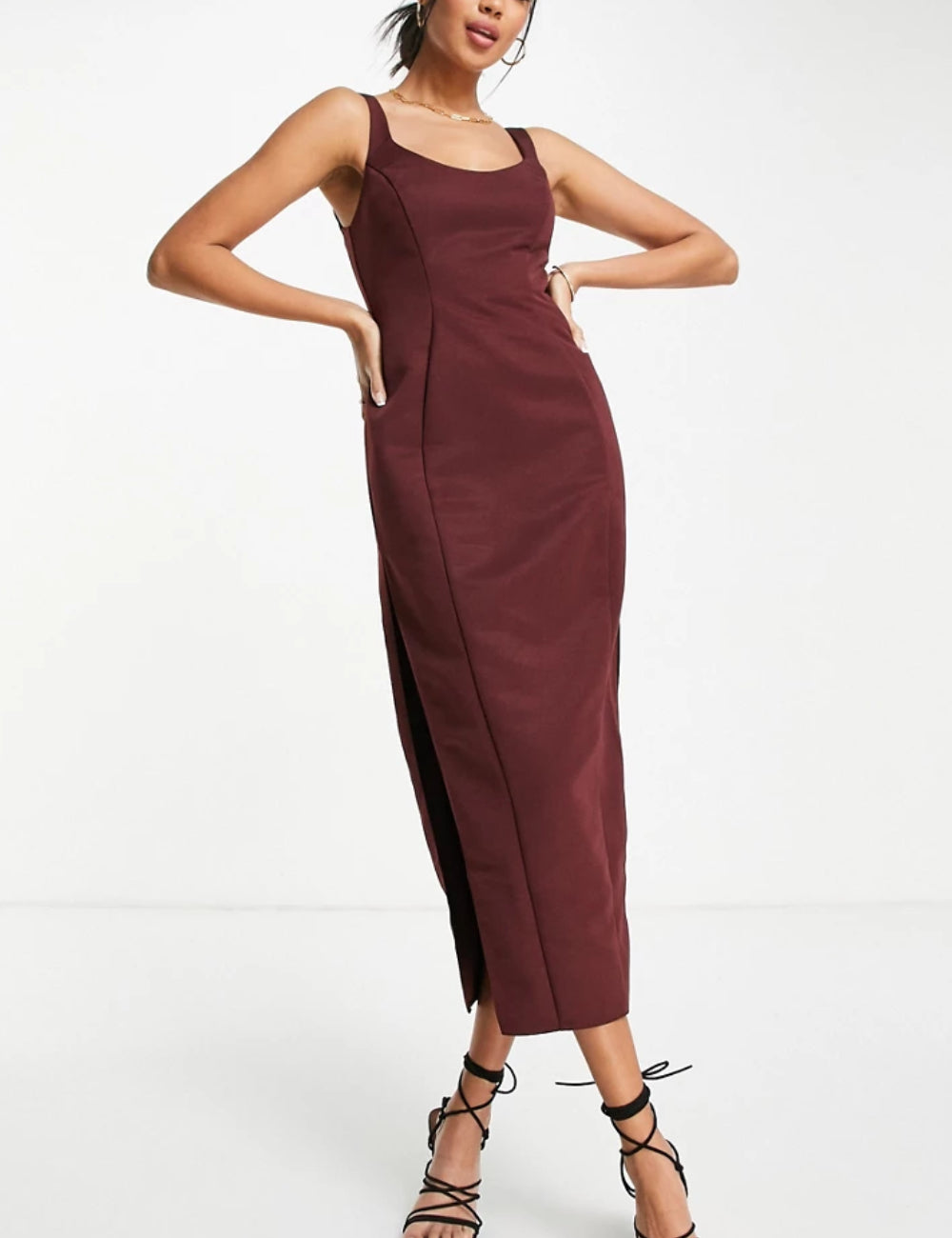 ASOS bordó midi ruha