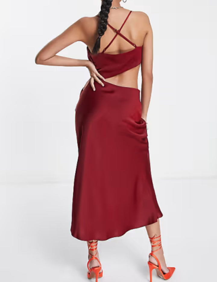 ASOS burgundi midi ruha