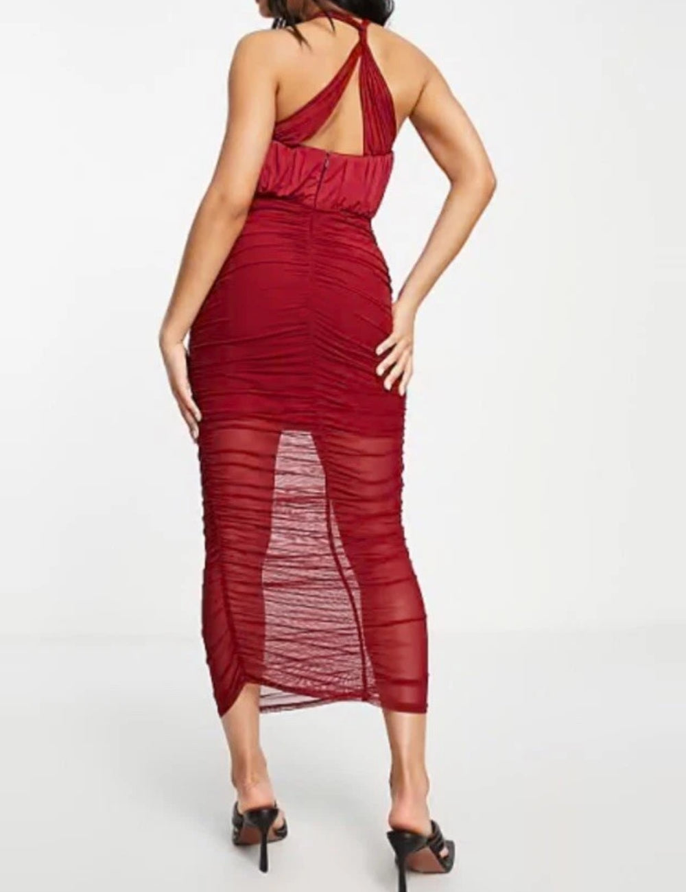 ASOS midi ruha, bordó