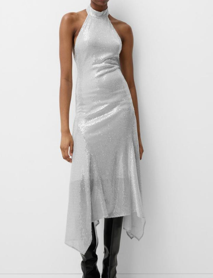 Bershka midi ruha, ezüst