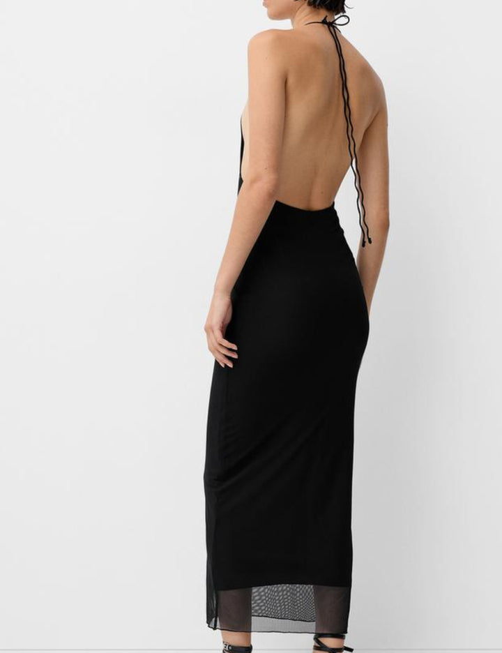 Bershka midi ruha, fekete
