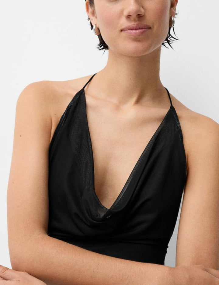 Bershka midi ruha, fekete