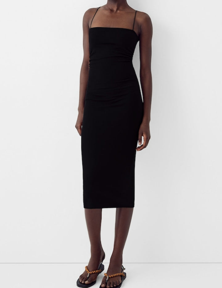 Bershka midi ruha, fekete