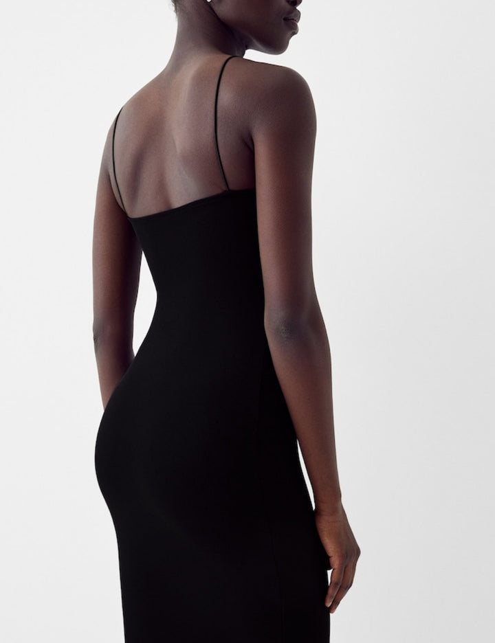 Bershka midi ruha, fekete