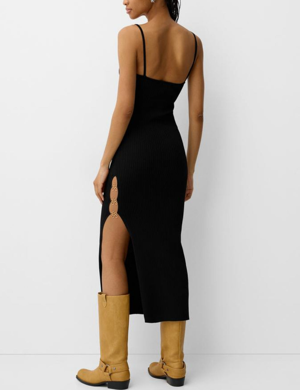 Bershka fekete midi ruha