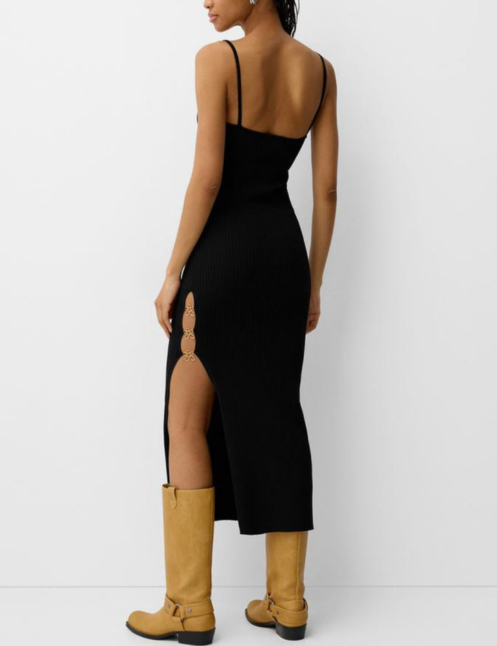 Bershka fekete midi ruha