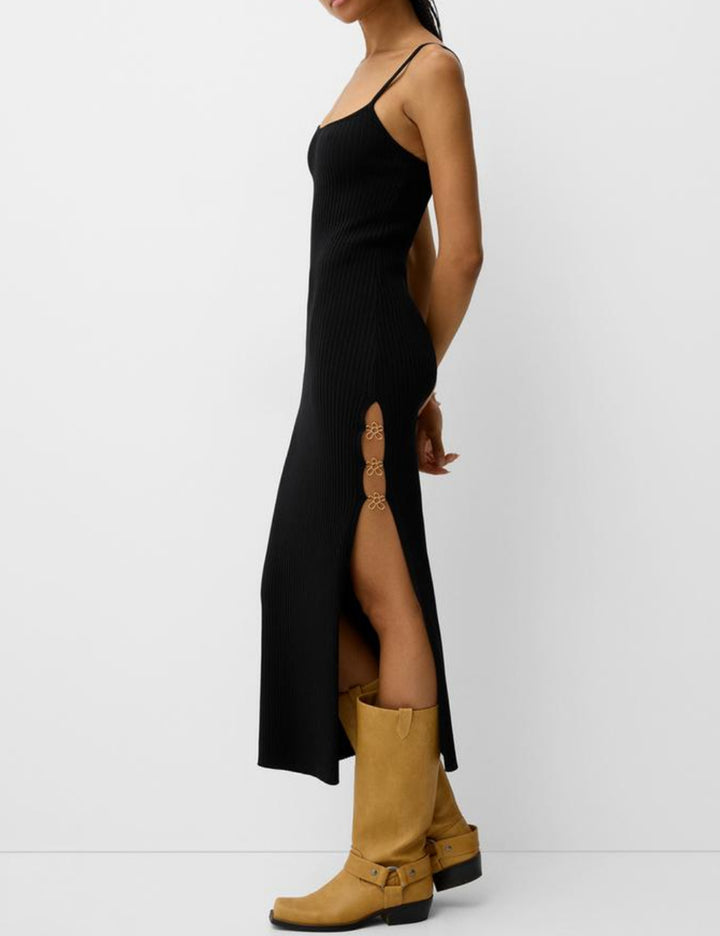 Bershka fekete midi ruha