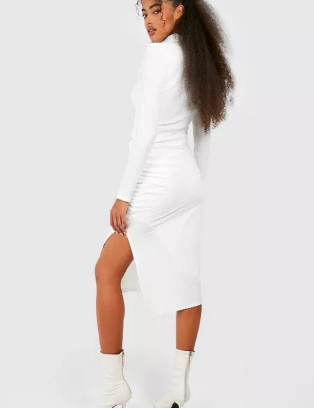Boohoo midi ruha, fehér