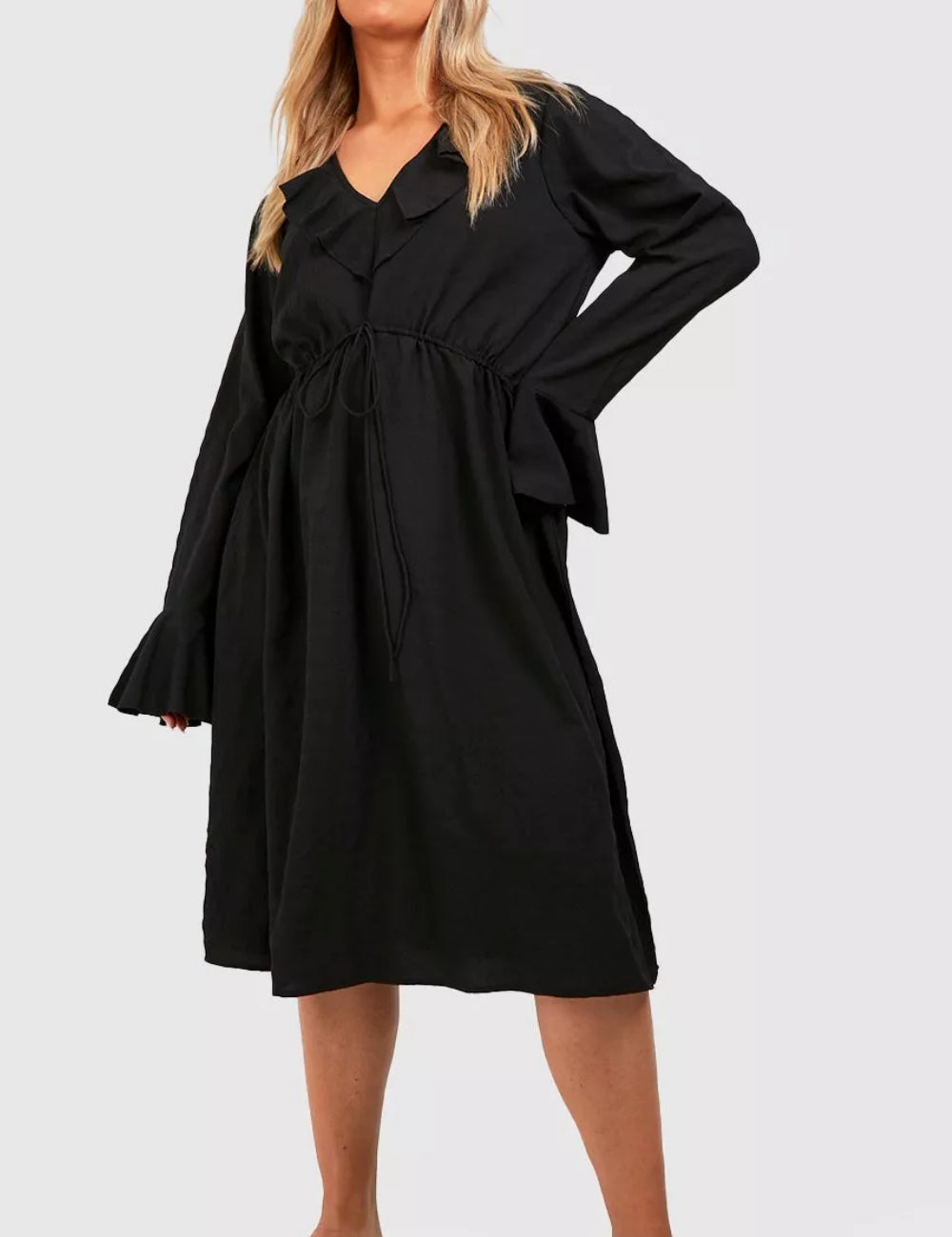 Boohoo midi ruha, fekete