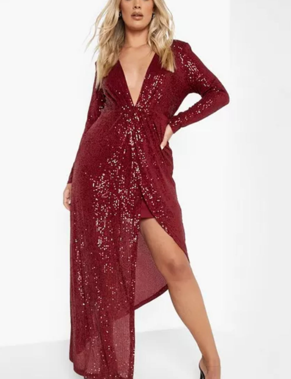 Boohoo bordó midiruha