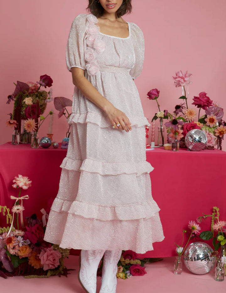 Neon Rose, púder midi ruha