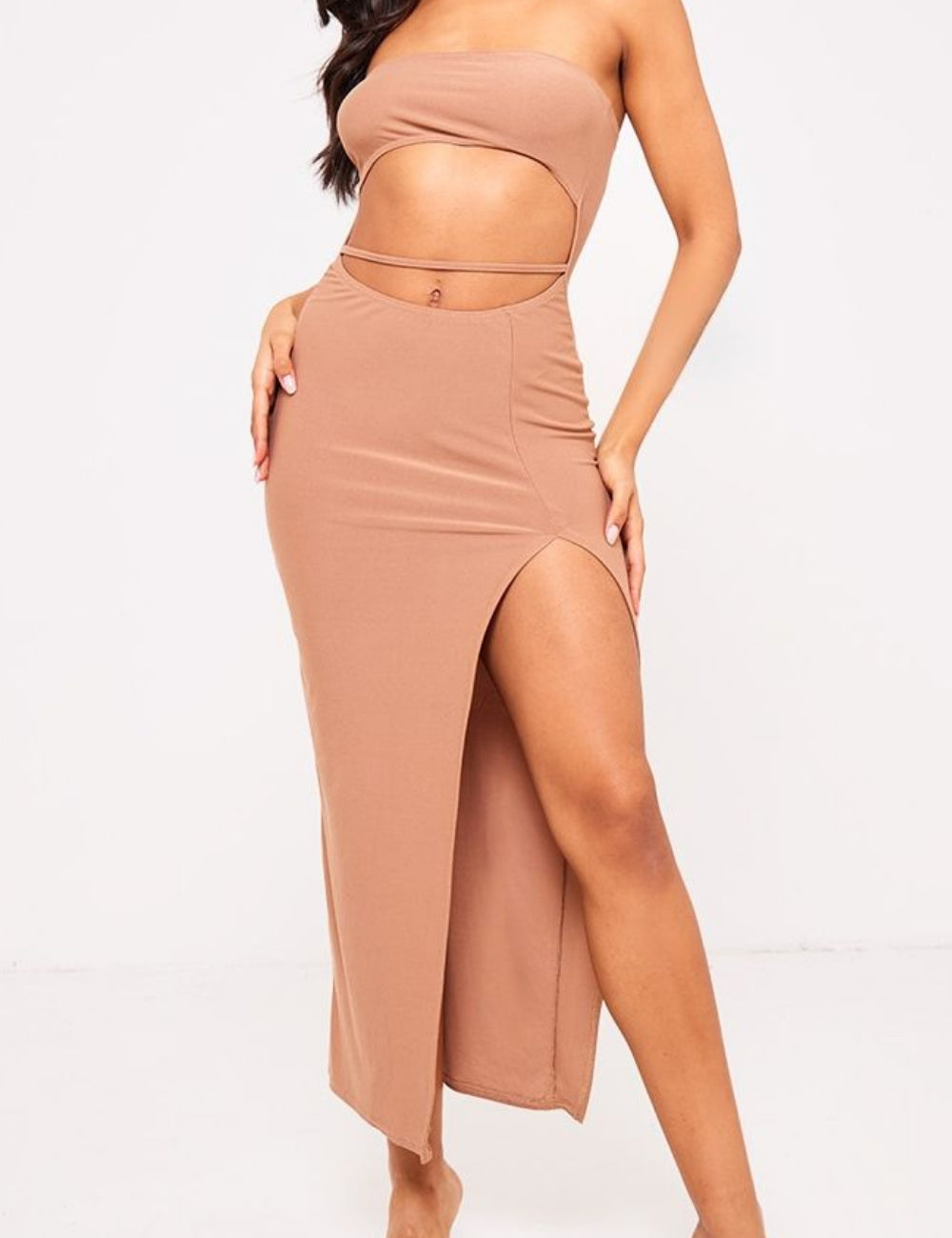 PrettyLittleThing Chocolate Brown Midi Dress