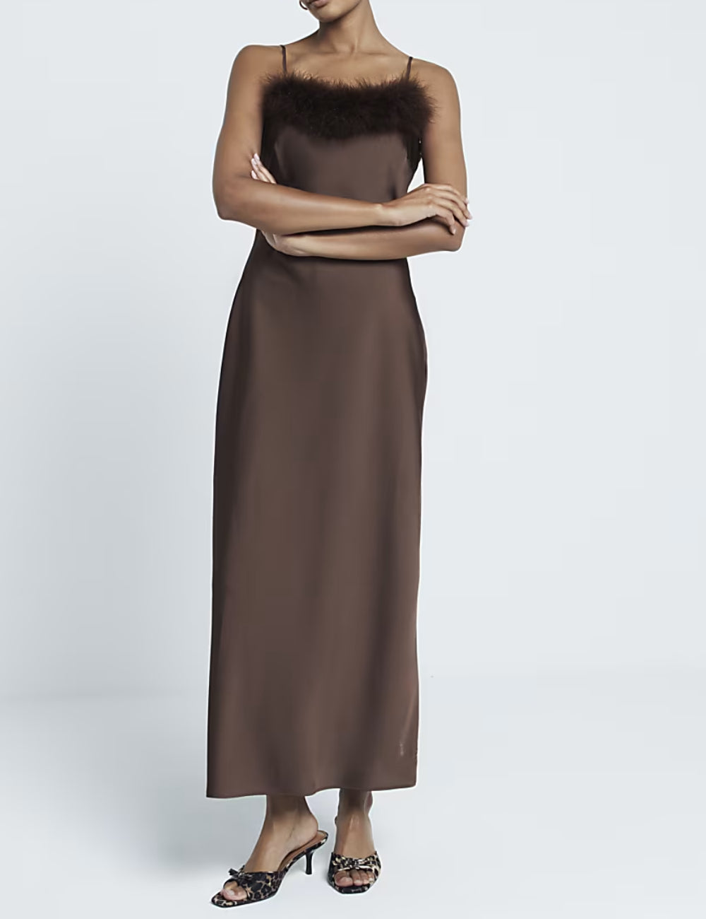 River Island midi ruha, barna