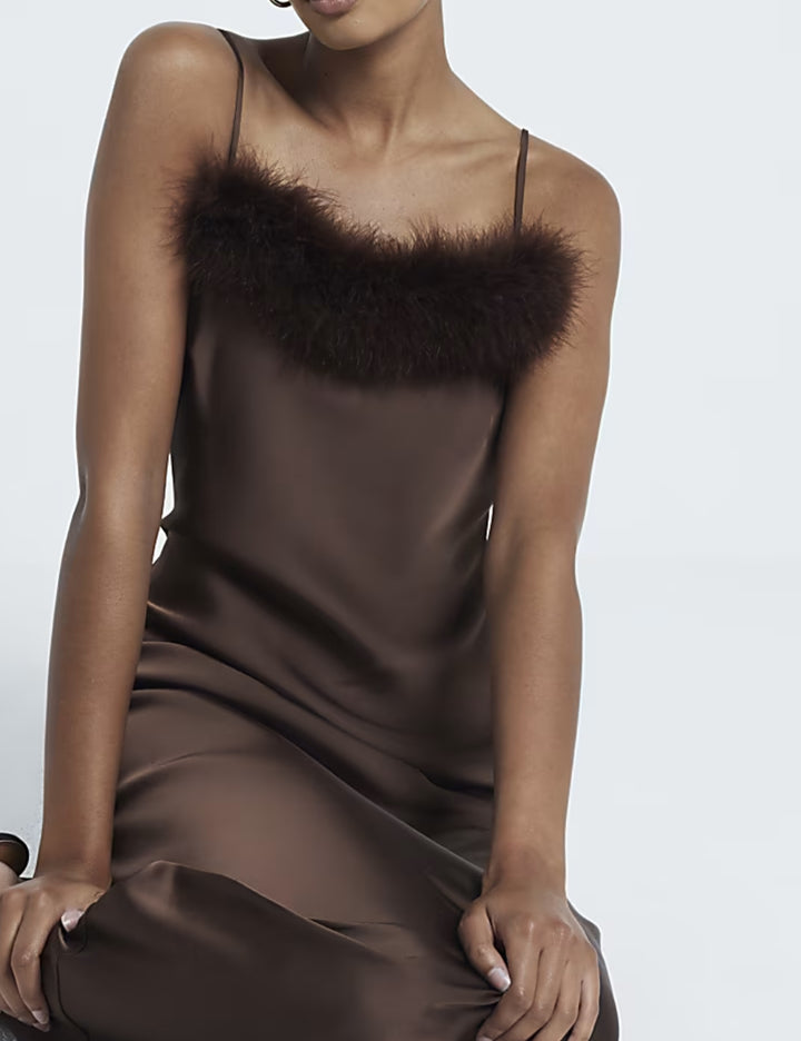River Island midi ruha, barna