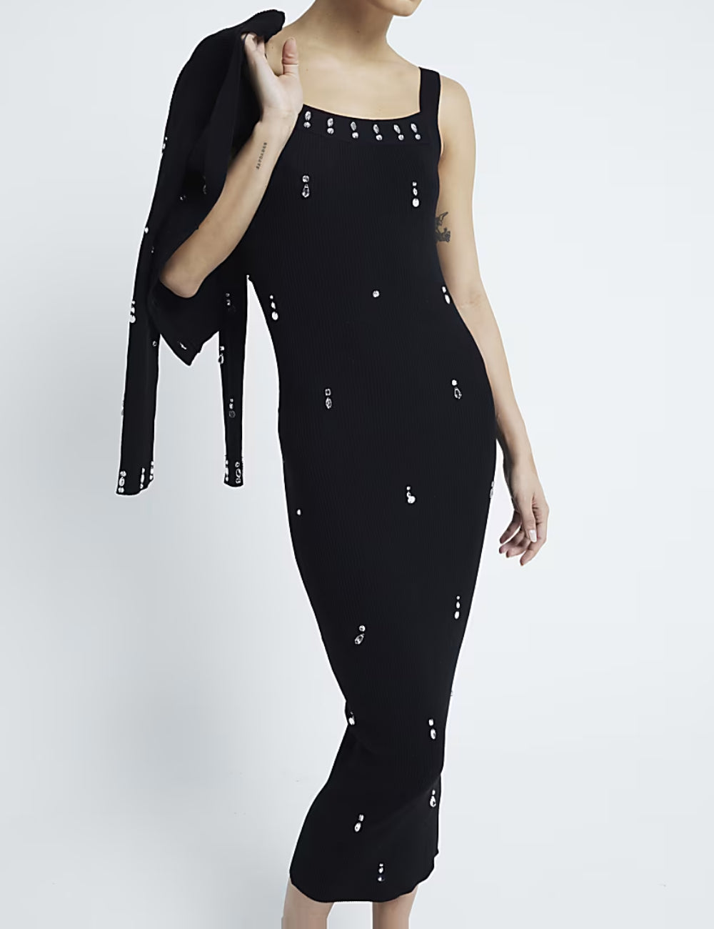 River Island midi ruha, fekete