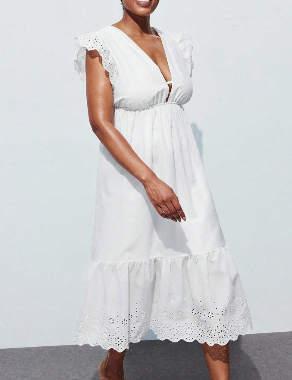 Shein Curve+ midi ruha, fehér
