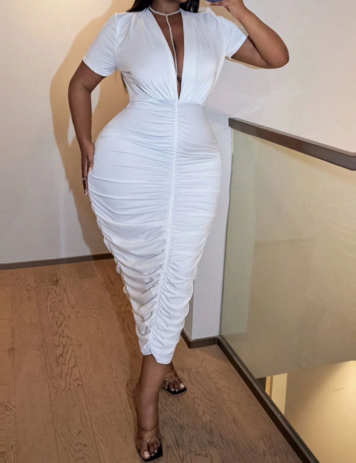 Rochie midi Shein Curve+, alb