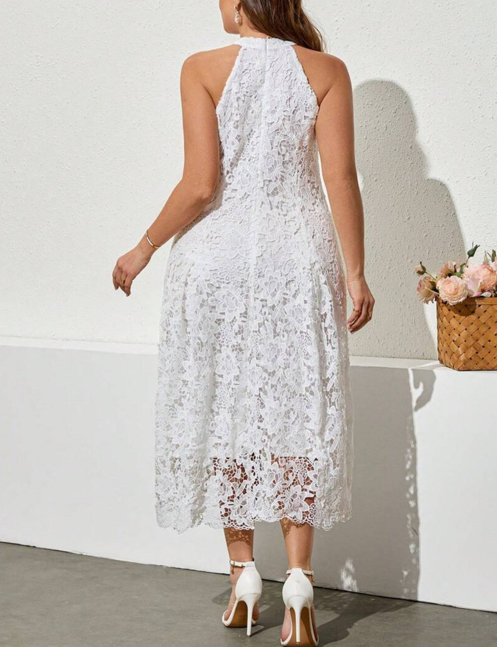 Shein Curve+ midiruha, fehér
