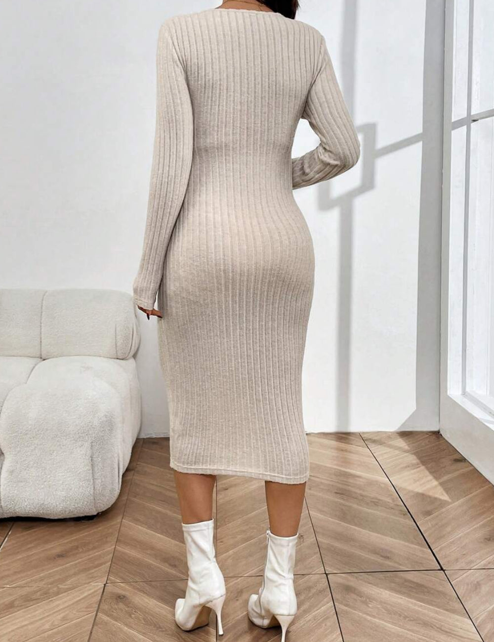 Shein midi ruha, bézs