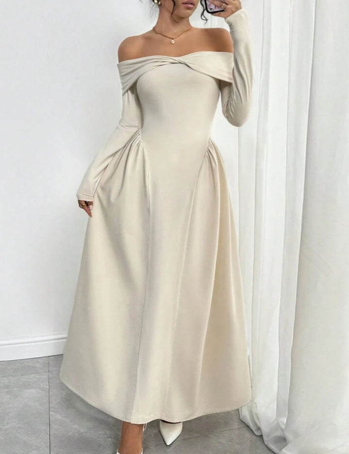 Shein bézs midiruha