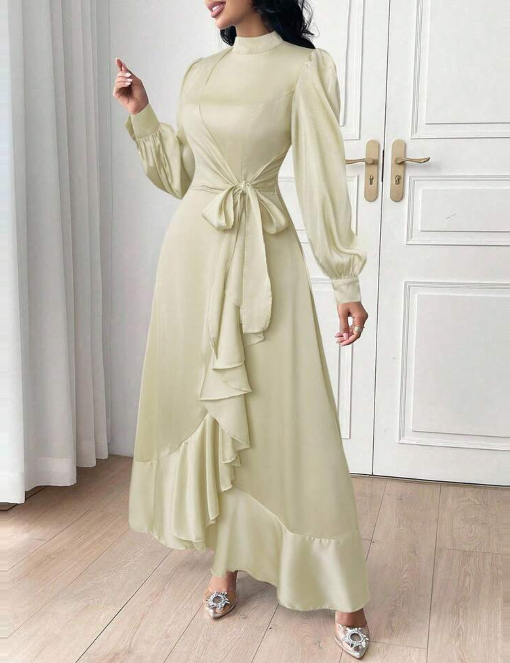 Shein bézs midiruha